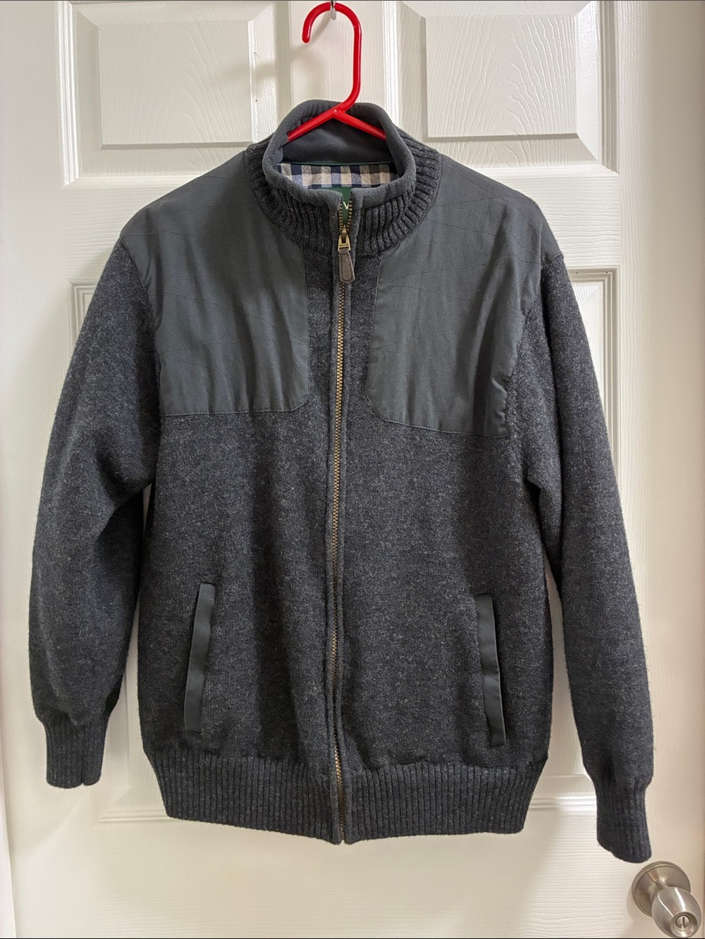 Orvis Men's Pure Wool Charcoal Lined Bomber Jacket Medium